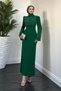 Green Crepe Evening Dress - Anatolia Stone Detail