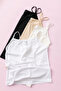 Women's Black, White, Ecru, Skin Color 4-Pack Stretch Fabric Thread Strap Tank Top - 7
