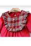 Girls' Plaid Velvet Dress 5-8 Years - 8