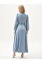 Stylish Dress with Belt Detail Deniz Buz - 6
