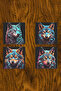 Wolf Printed Set of 4 Decorative Wooden Square Coasters