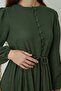 Dark Green Muslin Dress - Buttoned Front - 4