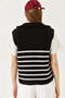 Women's Black and White Zippered Thessaloniki Knitted Sweater 20247578 - 7