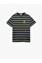 Oversized Crew Neck Short Sleeve Cotton Striped T-Shirt
