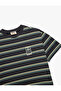 Oversized Crew Neck Short Sleeve Cotton Striped T-Shirt - 3