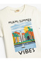T-Shirt Short Sleeve Summer Themed Print Detailed Crew Neck Cotton - 3