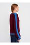 10720 Crew Neck Striped Thessaloniki Knitwear Sweater-Claret Red - 2