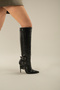Debi Three Buckle Black Matte Black 10 cm Women's Boots, Heeled Boots - 8
