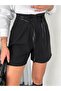 Double Fabric Leather Piping Belt Midi Length Shorts - 6