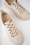 Women's Beige Rubber Laced Stone Sneakers - 5
