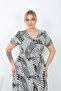Women's V-Neck Large Size Dress - 4