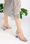 Women's 7 cm Transparent Heeled Stoned Silver Black Stylish Women's Slippers - 2
