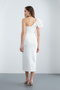 Women's White Organza Detail Midi Promise Engagement Wedding Evening Dress - 5