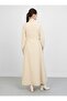 Hijab Dress with Pocket and Belt Detail - Beige - - 6