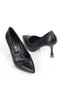 Black Skin Women's Heeled Shoes / Stiletto with Gold Heel Detail - 5