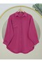 Single Pocket Buttoned Collar Crinkle Shirt - Fuchsia - 2