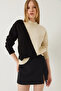 Women's Ecru Black Piecework Knitwear Sweater 20246299 - 3