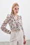 Polka Dot Textured Bodysuit - Khaki - 3