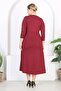 Women's Burgundy Long Sleeve Double Breasted Neckline Plus Size Maxi Dress - 6