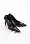 Women's Pointed Toe Heeled Shoes Black Patent Leather 66292859 - 2