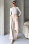 Wide Leg Trousers Cream Color