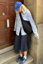 Navy Blue Pleated Women's Skirt Mg2318 - 4
