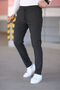 Men's Anthracite Color Elastic Waist Lace-Up Stretchy Fitted Jogger Pants Fabric Pants - 4