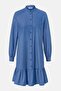 Women Chest Pocket Micro Stripe Midi Dress, Blue - 2