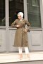 Seasonal a Line Quality Double Breasted Collar Lined Women's Hijab Trench Coat Khaki - 3