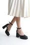 Black Leather Women's Closed-Toe Platform Heeled Shoes Bg1115-119-0003 - 2