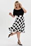 Women's White Black Polka Dot Pattern High Waist Flared Skirt - 4