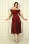 Madonna Collar Lined Skirt Chiffon Pleated Dress Slim Fit - 3