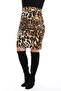 Women's Brown Black Leopard Pattern Flexible Suede Pencil Skirt - 5
