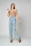 90S Blue Lycra Palazzo Jeans - Super High Waist, Wide Leg Loose Pants - 2