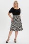 Women's Black White Zigzag Pattern High Waist Flared Skirt - 2