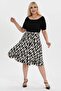 Women's Black White Zigzag Pattern High Waist Flared Skirt - 3