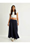 Long Flared Skirt Pocket Poplin Standard Waist