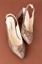 Women's Genuine Leather Snake Pattern Heeled Shoes Şhn.709 - 2