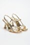 Women's Thin Heeled Stylish Shoes Gold - 4