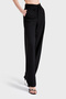 Women's Black Color S5-1 Woven Fabric Skater Fit Waist Detailed Fabric Pants - 5