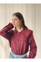 Design Lace Baby Collar Shirt Women's Burgundy - 3