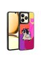 حافظة Realme C55 من السيليكون بتصميم Amas مع أشكال أيقونية منقوشة ولامعة - وردي - 4