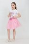 Girl's Ribbon Print T-Shirt Sequin Detailed Pink Skirt Suit April 23, October 29 Show Outfit - 2