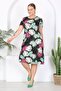 Woman's pink green tropical pattern midi dress - 3