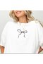 Bow Printed White Oversize Loose Boyfriend T-Shirt