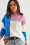 Pink Blue Women's Knitwear Sweater - Kzk- 19000821