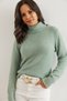 Women's Water Green Turtleneck Soft Textured Bearded Knitwear Sweater Kzk- 19000861 - 4