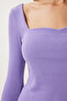 Women's Lilac Sweetheart Neckline Corded Knitted Blouse GT00100 - 5