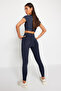Navy Push-Up Feature Full-Length Knit Sports Leggings TWOAW21TA0030 - 10