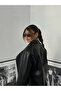 New Season Oversize Women's Black Biker Leather Jacket - 4